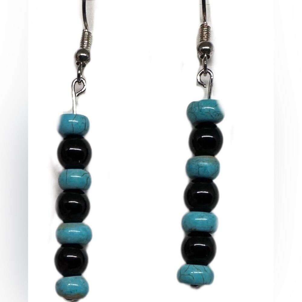 Howlite and glass earrings handmade one of a kind